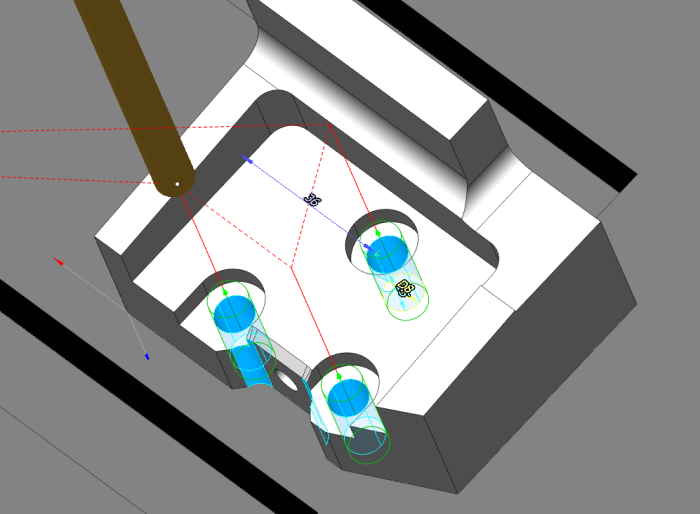 Save time with automatic _select same diameter_ feature for holes machining Automatic select same diameter in SprutCAM