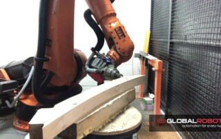 Global Robots Milling Demonstration cutting solid Oak wood | SprutCAM X