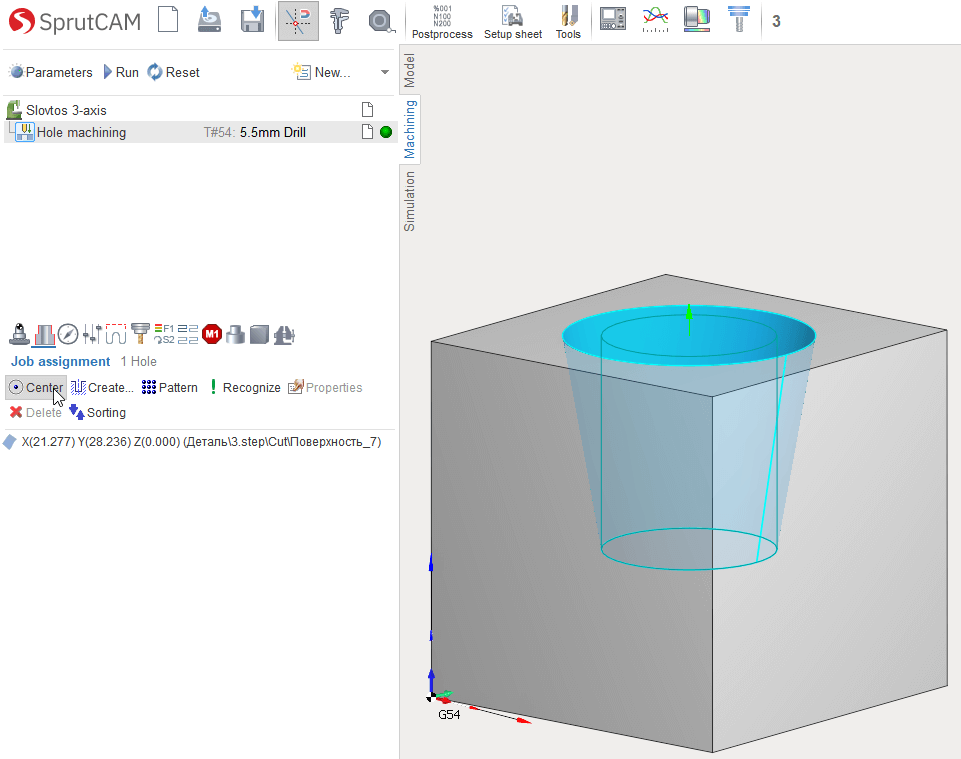 conical hole center1