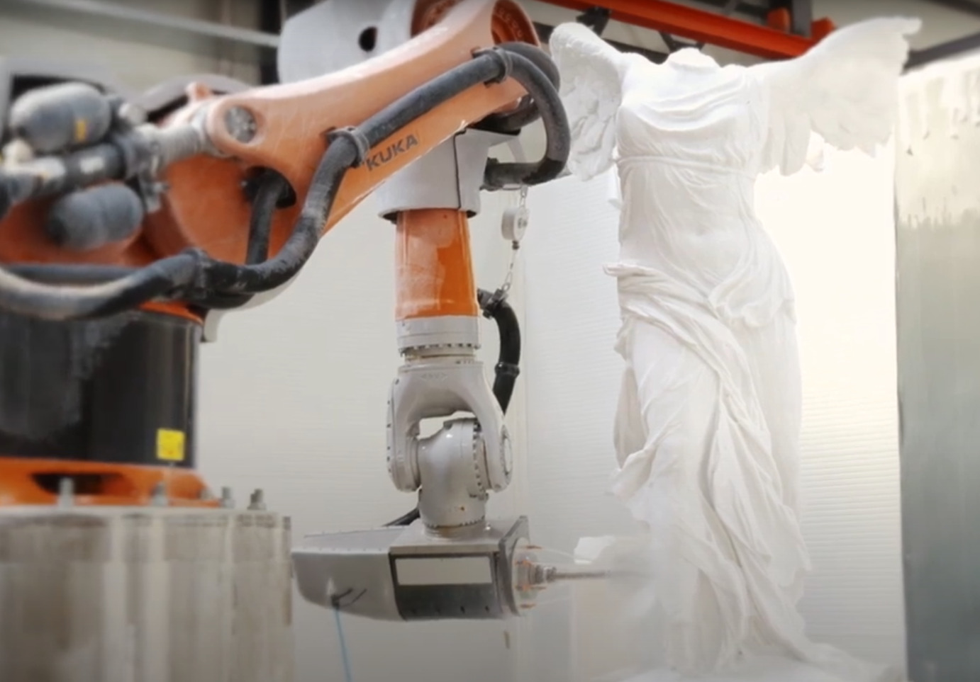 Robotic sculpting done by a KUKA robot programmed in SprutCAM X Robot CAM system